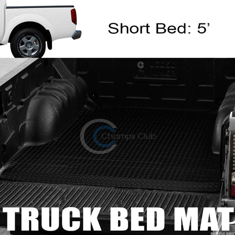 BLK RUBBER DIAMOND PLATE TRUCK BED TRUNK FLOOR MAT CARPET FOR 05-17 FRONTIER 5'