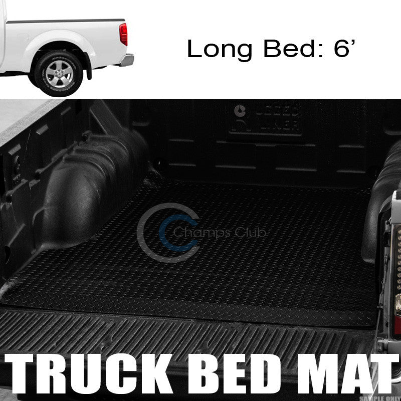 BLK RUBBER DIAMOND PLATE TRUCK BED TRUNK FLOOR MAT CARPET FOR 05-17 FRONTIER 6'