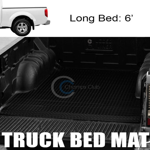 BLK RUBBER DIAMOND PLATE TRUCK BED TRUNK FLOOR MAT CARPET FOR 05-17 FRONTIER 6'