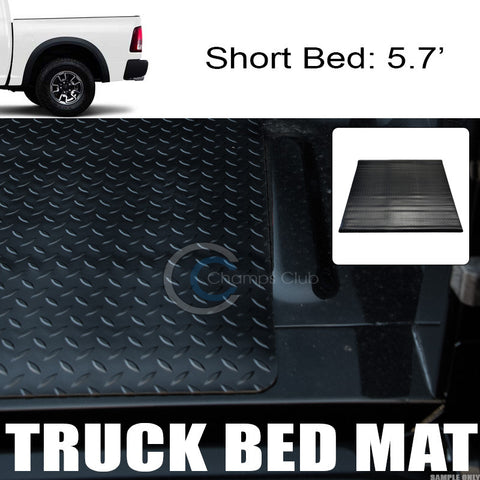 BLK RUBBER DIAMOND TRUCK BED TRUNK FLOOR MAT CARPET 09-17 DODGE RAM RAMBOX 5.7'