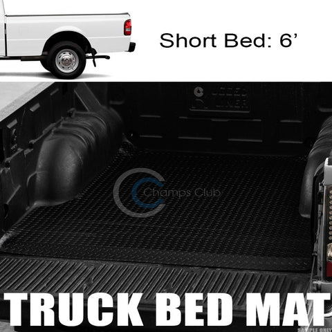 BLK RUBBER DIAMOND PLATE TRUCK BED TRUNK FLOOR MAT CARPET 93+ RANGER/94 B2300 6'