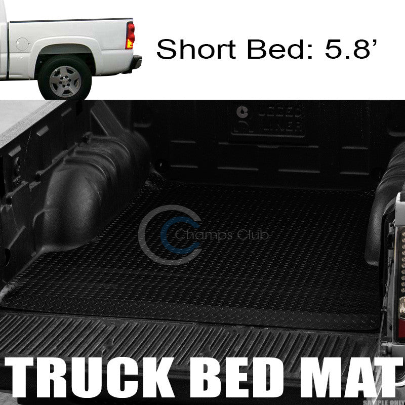 BLK RUBBER DIAMOND PLATE TRUCK BED TRUNK FLOOR MAT CARPET 04-06 07 SILVERADO 5.8