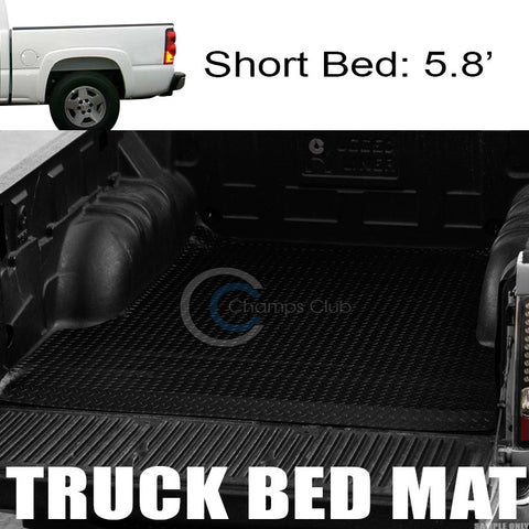 BLK RUBBER DIAMOND PLATE TRUCK BED TRUNK FLOOR MAT CARPET 04-06 07 SILVERADO 5.8