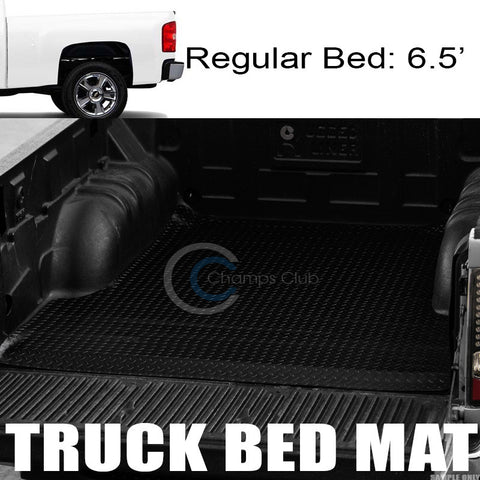 BLK RUBBER DIAMOND PLATE TRUCK BED TRUNK FLOOR MAT CARPET 07+ SILVERADO 6.5'/78