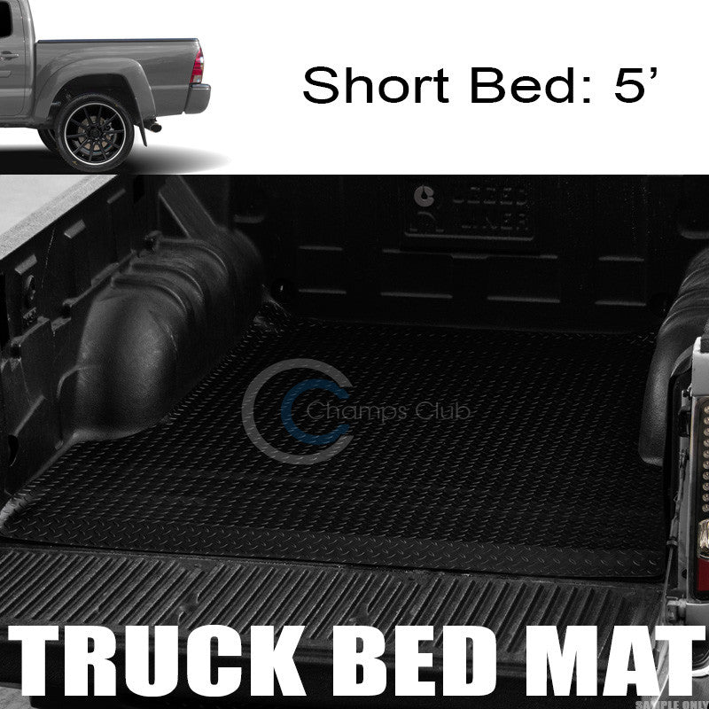 BLK RUBBER DIAMOND PLATE TRUCK BED TRUNK FLOOR MAT CARPET 05-17 TACOMA 5' DOUBLE