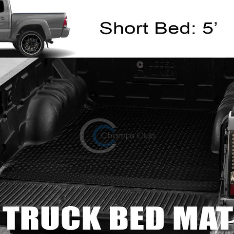 BLK RUBBER DIAMOND PLATE TRUCK BED TRUNK FLOOR MAT CARPET 05-17 TACOMA 5' DOUBLE