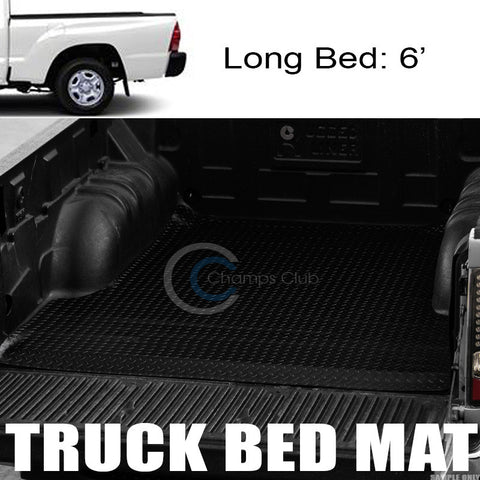 BLK RUBBER DIAMOND PLATE TRUCK BED TRUNK FLOOR MAT CARPET 05-17 TACOMA 6 FT LONG