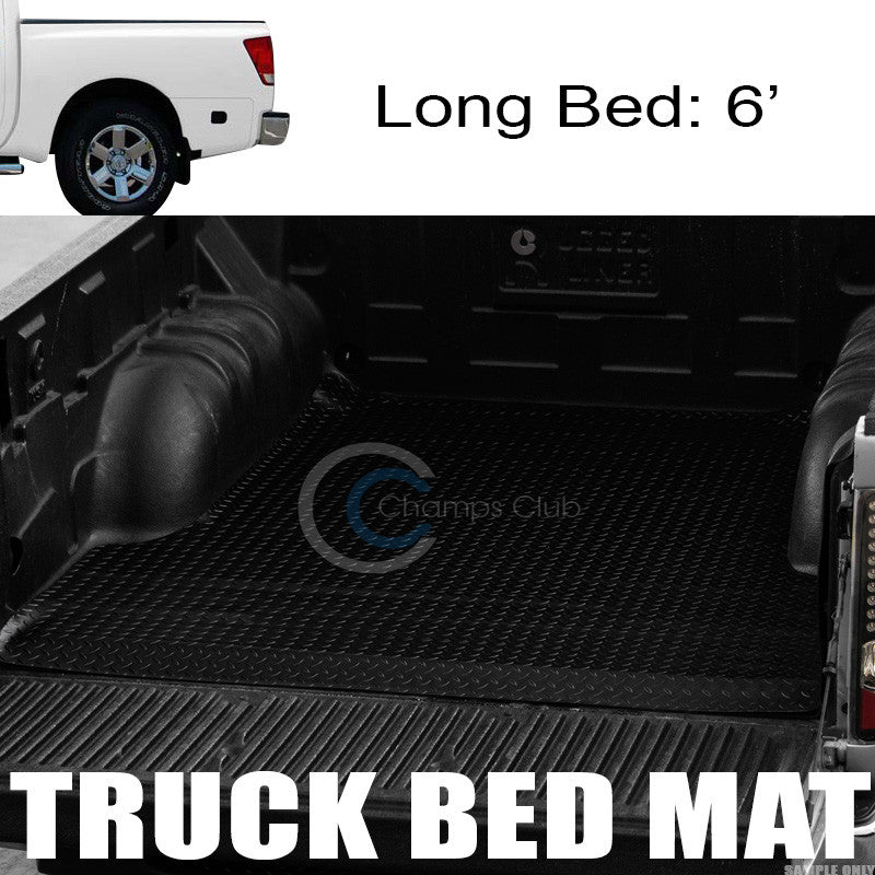 BLK RUBBER DIAMOND PLATE TRUCK BED TRUNK FLOOR MAT CARPET FOR 04-17 TITAN 5.7 FT