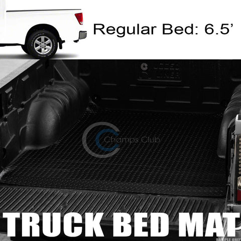 BLK RUBBER DIAMOND PLATE TRUCK BED TRUNK FLOOR MAT CARPET FOR 04-17 TITAN 6.5 FT