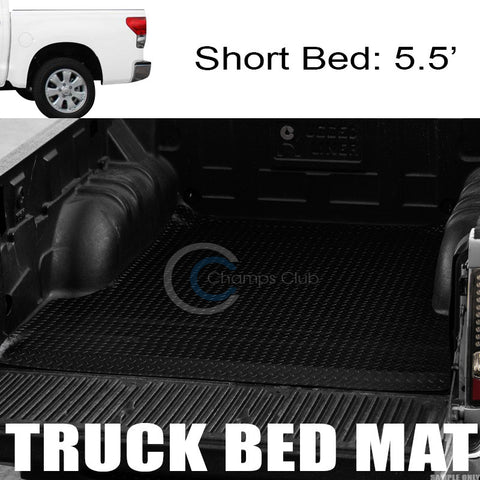 BLK RUBBER DIAMOND PLATE TRUCK BED TRUNK FLOOR MAT CARPET 07-17 TUNDRA 5.5'/66