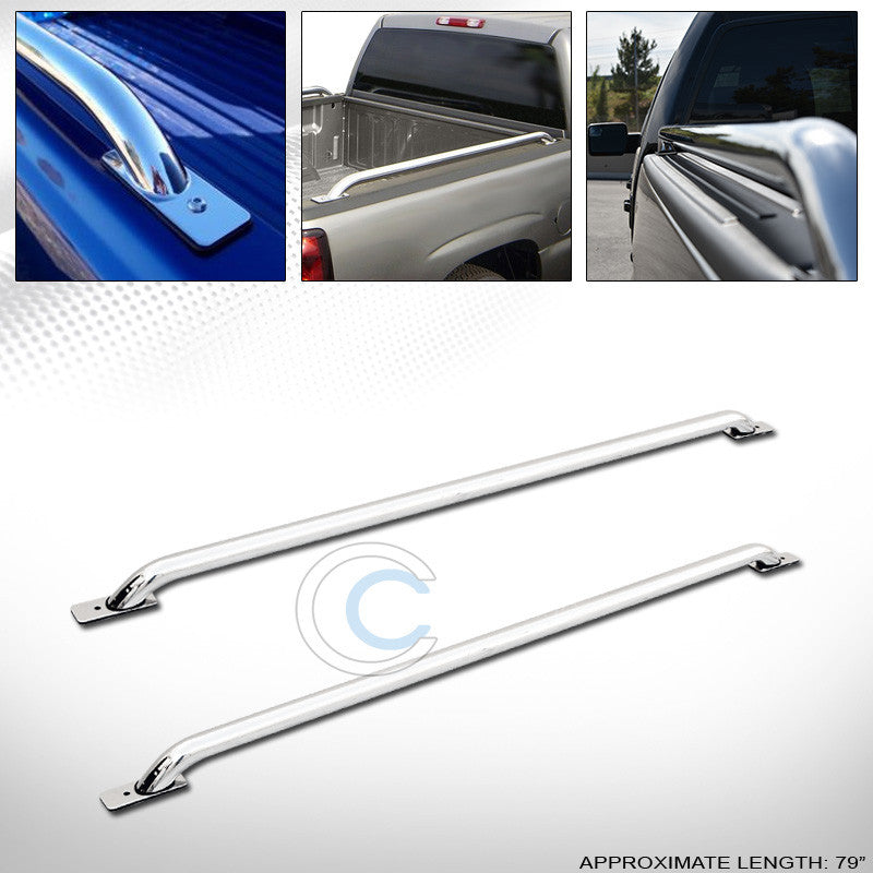 STAINLESS STEEL CHROME TRUCK SIDE BAR RAILS 04-14 FORD F150/MARK LT 6.5 Ft BED