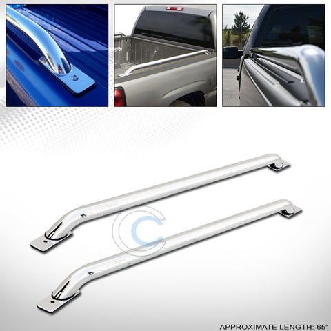 STAINLESS STEEL CHROME TRUCK SIDE BAR RAILS 07+ SILVERADO/SIERRA 1500 5.8 Ft BED