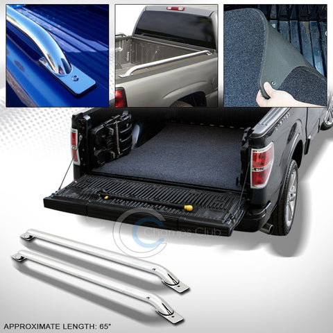 SS CHROME TRUCK SIDE BAR RAILS+TRUNK MAT 2007+ SILVERADO/SIERRA 1500 5.8 FT BED