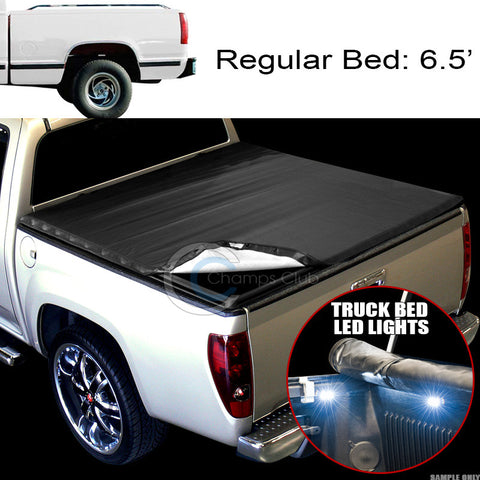 SNAP-ON TONNEAU COVER+16X LED LIGHTS 88-00 CHEVY/GMC C/K CK C10 TRUCK 6.5 FT BED