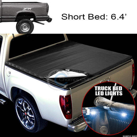 SNAP-ON TONNEAU COVER+16X LED LIGHTS 88-00 CHEVY/GMC C/K CK C10 STEPSIDE 6.5 BED