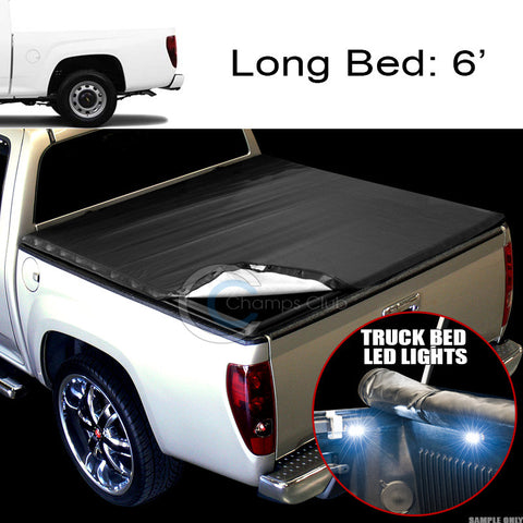 SNAP-ON TONNEAU COVER+16X LED LIGHTS 04-12 COLORADO/CANYON REG/EXT 6' TRUCK BED