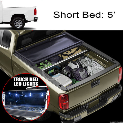 TRI-FOLD SOFT TONNEAU COVER+16X LED LIGHTS 15 16 17 COLORADO/CANYON 5' TRUCK BED