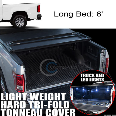 TRI-FOLD HARD TONNEAU COVER LW+16X LED LIGHTS 15-17 COLORADO/CANYON 6 FT 72