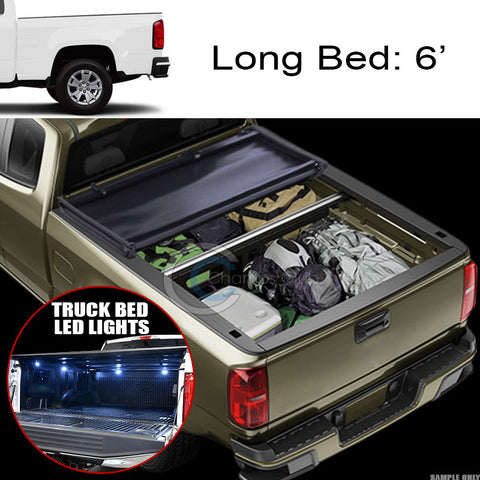 TRI-FOLD SOFT TONNEAU COVER+16X LED LIGHTS 15 16 17 COLORADO/CANYON 6' TRUCK BED