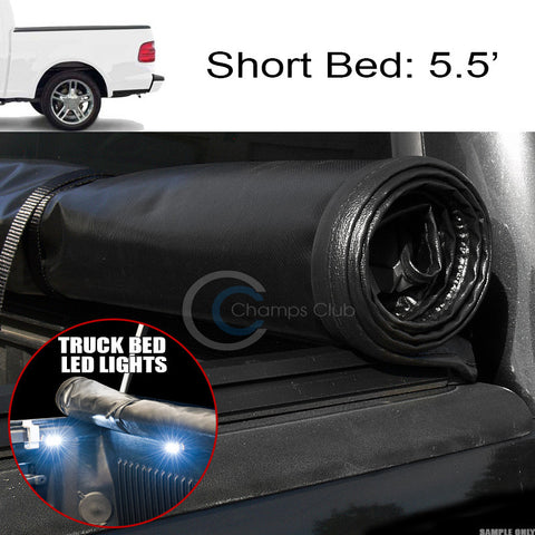 ROLL-UP SOFT TONNEAU COVER+16X LED LIGHTS 01-03 F150 SUPERCREW 5.5/66