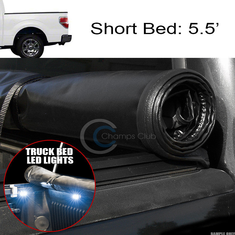 ROLL-UP SOFT TONNEAU COVER+16X LED LIGHTS 04-14 F150 SUPERCREW/MARK LT 5.5' BED