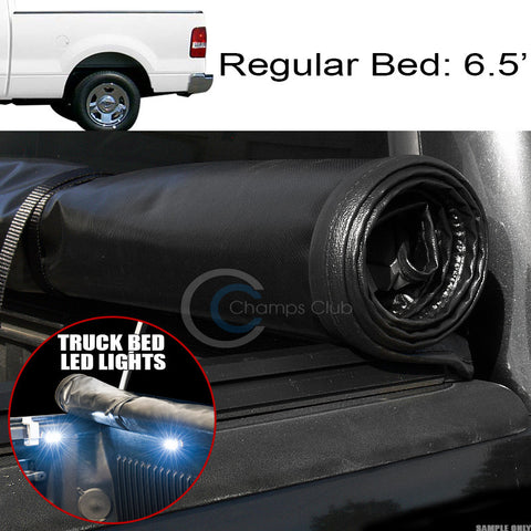 ROLL-UP SOFT TONNEAU COVER+16X LED LIGHTS 04-14 F150/06-08 MARK LT 6.5 TRUCK BED