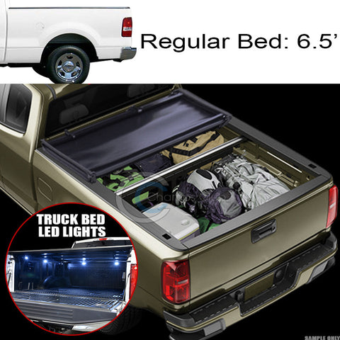 TRI-FOLD SOFT TONNEAU COVER+16X LED LIGHTS 04-14 F150/05-08 MARK LT 6.5'/78