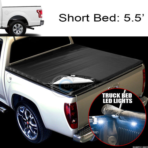 SNAP-ON VINYL TONNEAU COVER+16X LED LIGHTS 15-17 FORD F150 5.5' TRUCK SHORT BED