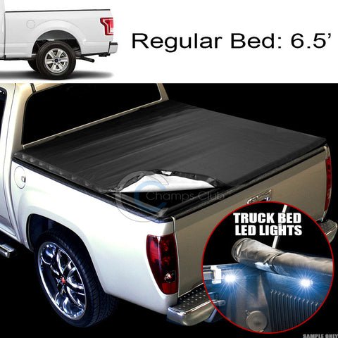 SNAP-ON VINYL TONNEAU COVER+16X LED LIGHTS 15-17 FORD F150 6.5 FT 78