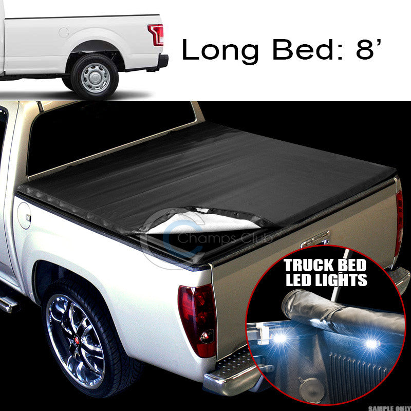 SNAP-ON VINYL TONNEAU COVER+16X LED LIGHTS 15-17 FORD F150 8'/96