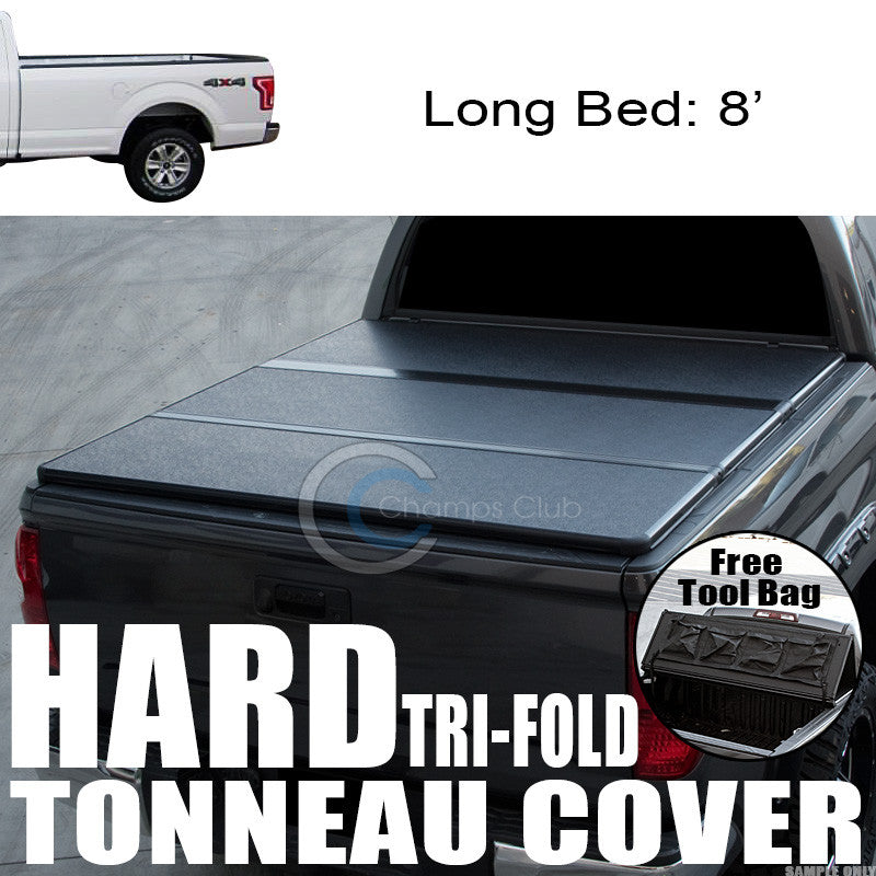 TRI-FOLD SOLID TONNEAU COVER TOOL BAG 15-17 FORD F150 REGULAR/SUPER 8' LONG BED