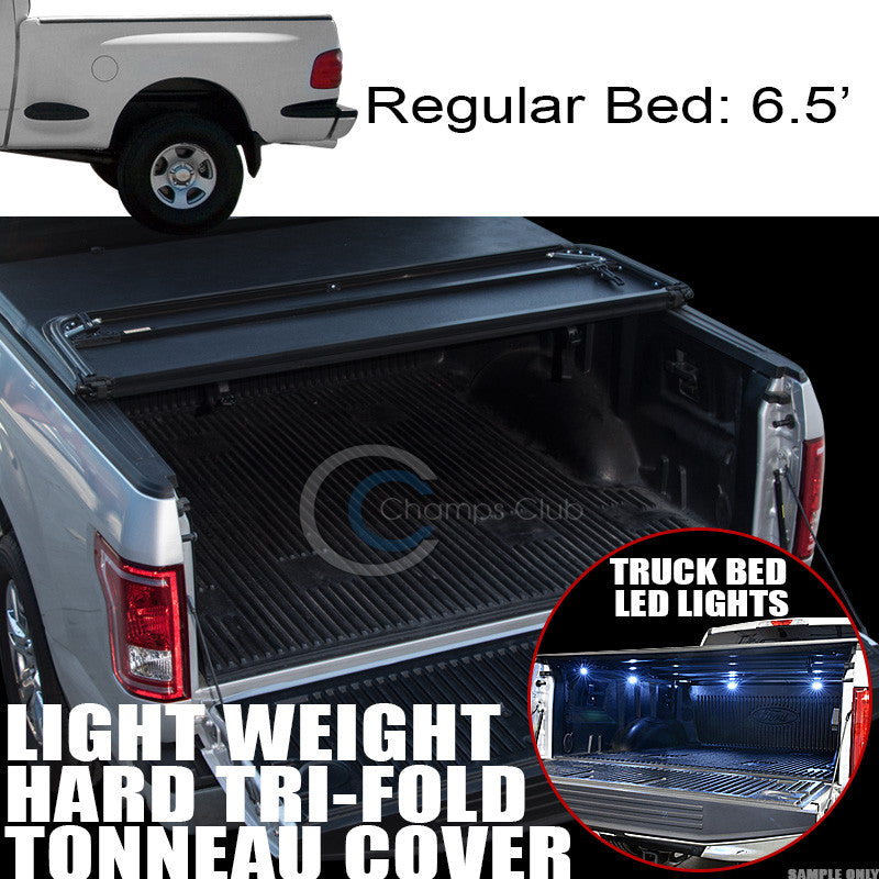 TRI-FOLD HARD TONNEAU COVER LW+16X LED LIGHTS 97-03 F150/F250 FLARESIDE 6.5' BED