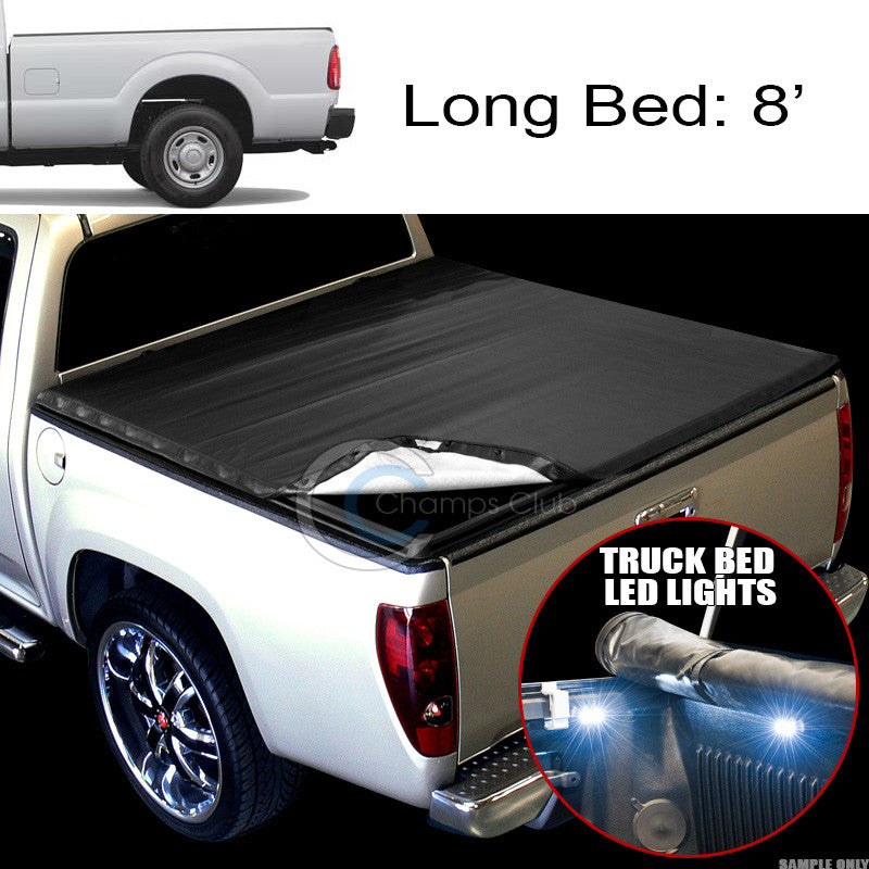 SNAP-ON TONNEAU COVER+16X LED LIGHTS 99-16 F250/F350/F450 SUPERDUTY 8' TRUCK BED