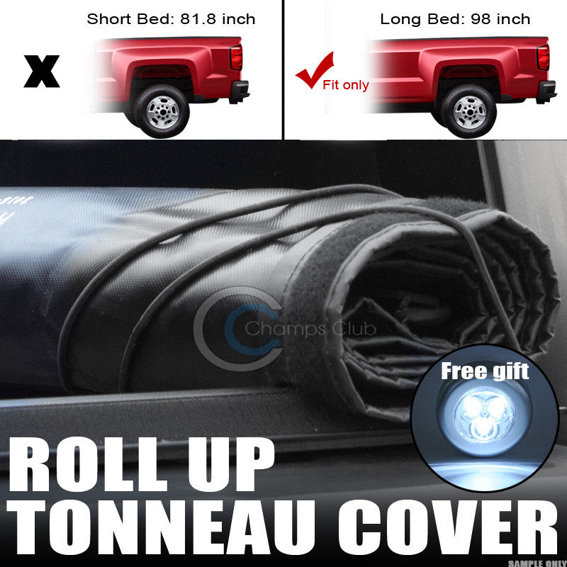 ROLL-UP SOFT TONNEAU COVER JR 99-16 FORD F250/F350/F450 SUPER DUTY 8 FT LONG BED