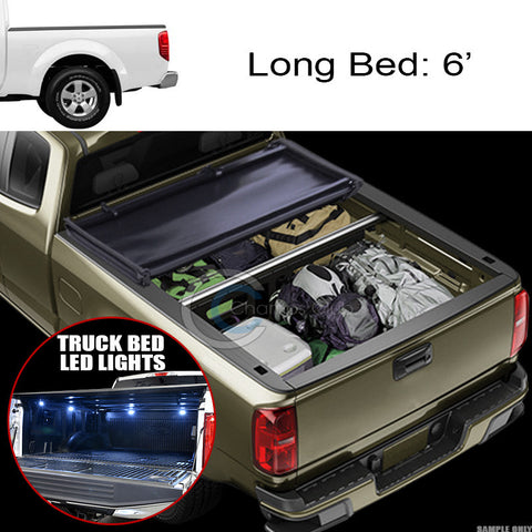 TRI-FOLD SOFT TONNEAU COVER+16X LED LIGHTS FOR 05-16 FRONTIER/09+ EQUATOR 6' BED