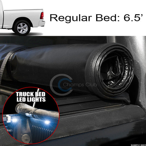 ROLL-UP SOFT TONNEAU COVER+16X LED LIGHTS 02-09 DODGE RAM 6.5 FT TRUCK SHORT BED