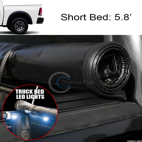 ROLL-UP SOFT TONNEAU COVER+16X LED LIGHTS 09-16 DODGE RAM 5.7 FT TRUCK SHORT BED