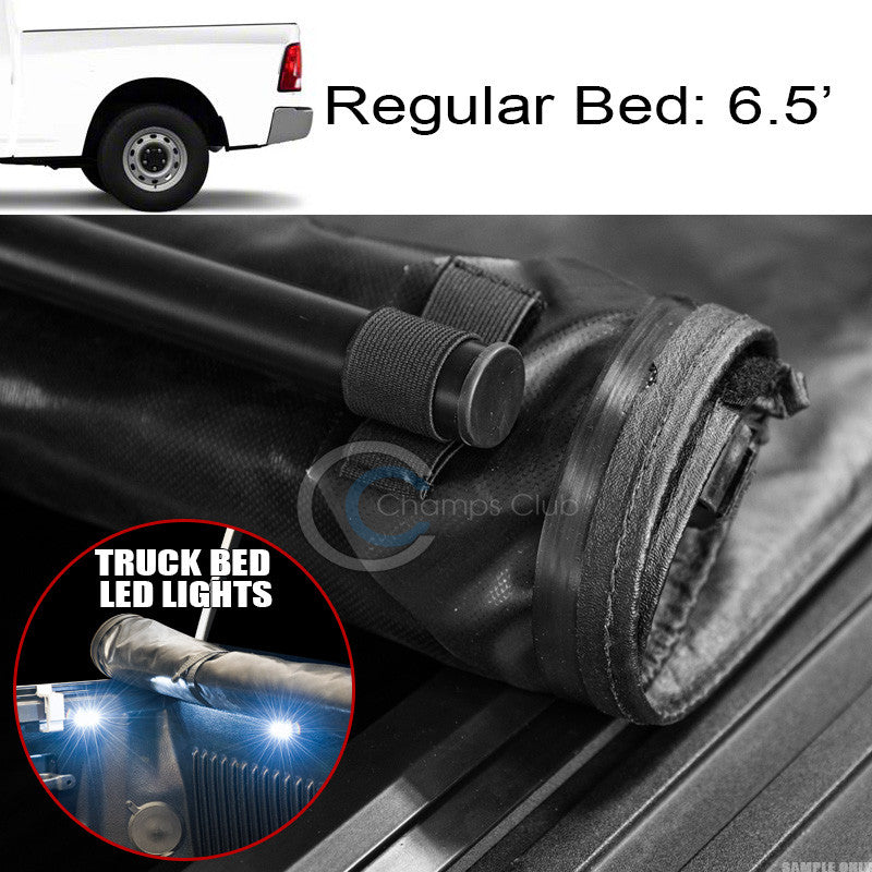LOW-ROLL UP TONNEAU COVER+16X LED LIGHTS 09-16 DODGE RAM 6.4 FT 76.8