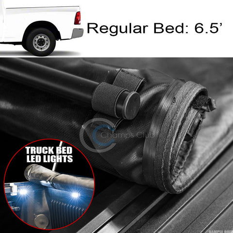 LOW-ROLL UP TONNEAU COVER+16X LED LIGHTS 09-16 DODGE RAM 6.4 FT 76.8