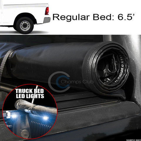 ROLL-UP SOFT TONNEAU COVER+16X LED LIGHTS 09-16 DODGE RAM 6.4 FT 76.8