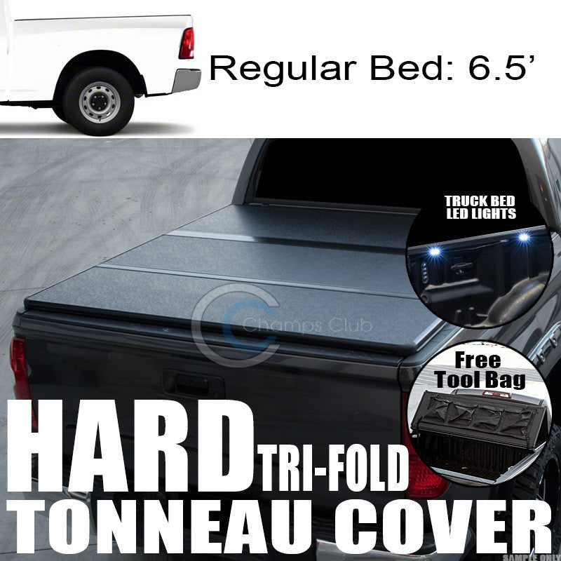 TRI-FOLD SOLID TONNEAU COVER+16X LED LIGHTS 09-16 DODGE RAM 6.5 FT 72