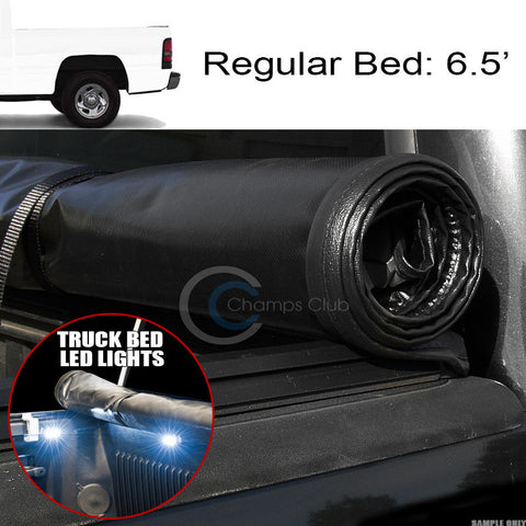 ROLL-UP SOFT TONNEAU COVER+16X LED LIGHTS 94-02 DODGE RAM PICKUP 6.5' TRUCK BED