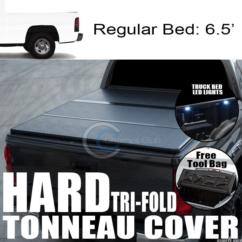 TRI-FOLD SOLID TONNEAU COVER+16X LED LIGHTS 94-02 DODGE RAM 6.5 FT 72