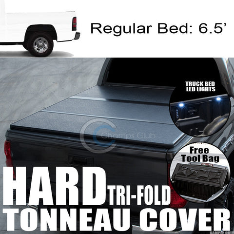 TRI-FOLD SOLID TONNEAU COVER+16X LED LIGHTS 94-02 DODGE RAM 6.5 FT 72