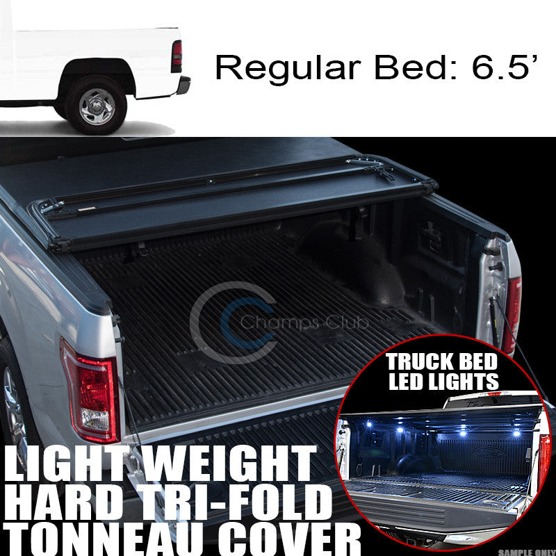 TRI-FOLD HARD TONNEAU COVER LW+16X LED LIGHTS 94-02 DODGE RAM 6.5'/78