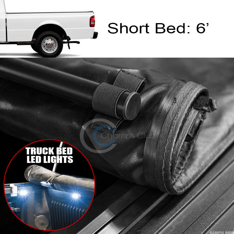 LOW-ROLL UP TONNEAU COVER+16X LED LIGHTS 83-11 FORD RANGER/94-10 B-SERIES 6' BED