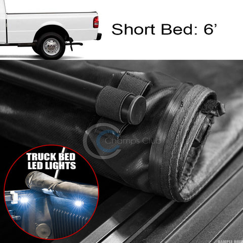 LOW-ROLL UP TONNEAU COVER+16X LED LIGHTS 83-11 FORD RANGER/94-10 B-SERIES 6' BED