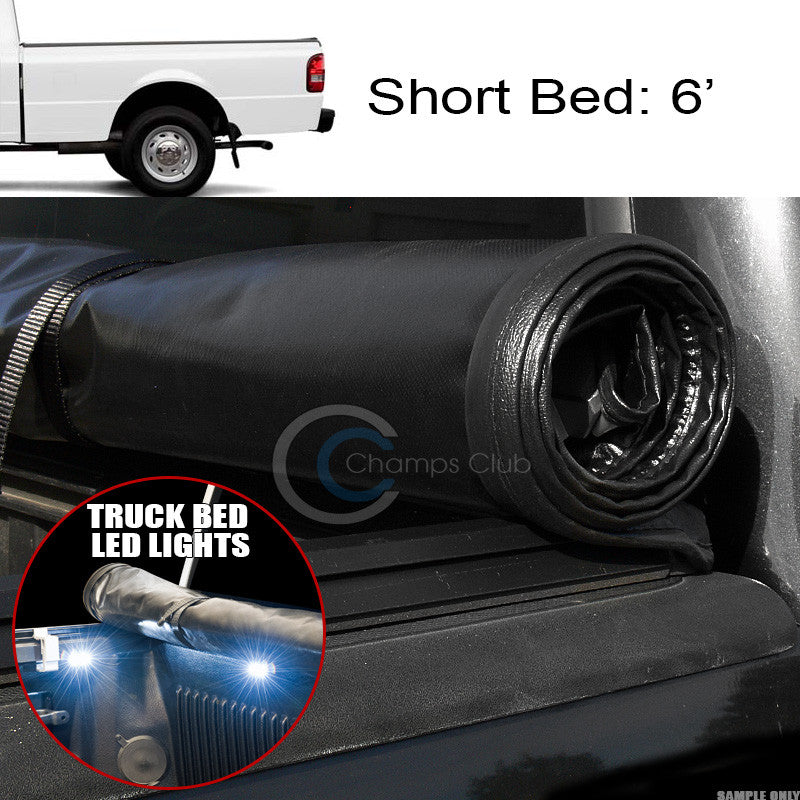 ROLL-UP SOFT TONNEAU COVER+16X LED LIGHTS 83-11 FORD RANGER 6 FT TRUCK SHORT BED