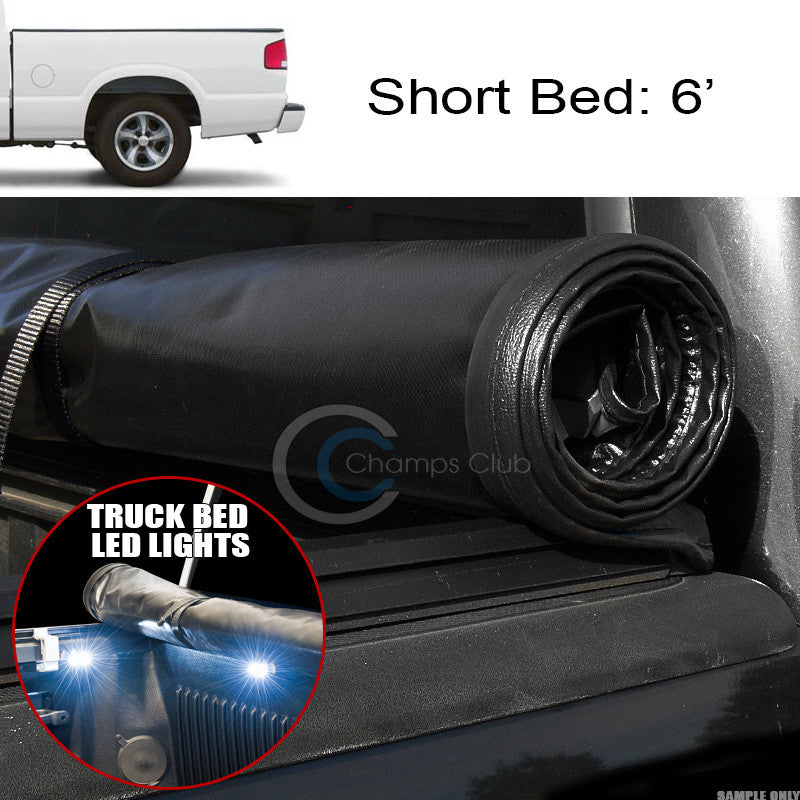 ROLL-UP SOFT TONNEAU COVER+16X LED LIGHTS 82-93 CHEVY S10/S15 SONOMA 6 TRUCK BED