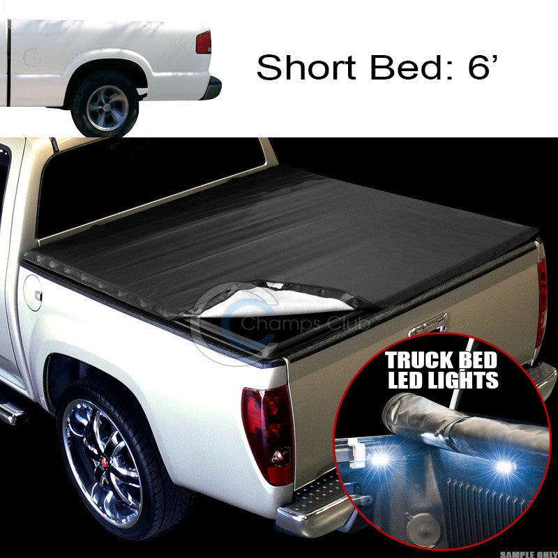 SNAP-ON TONNEAU COVER+16X LED LIGHTS 94-03 CHEVY S10/GMC S15 SONOMA 6' TRUCK BED